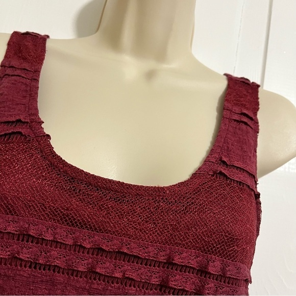 Ganni Maroon Red Lace Peplum Tank Top Small M2 - Picture 10 of 11